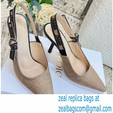 Dior Heel 9.5cm J'Adior Slingback Pumps in Beige Embroidered Jute Canvas 2022