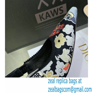 Dior Heel 9.5cm J'Adior Slingback Pumps in Black Multicolor Embroidered Cotton with Toile de Jouy Pop Motif 2022