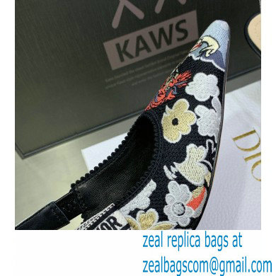 Dior Heel 9.5cm J'Adior Slingback Pumps in Black Multicolor Embroidered Cotton with Toile de Jouy Pop Motif 2022 - Click Image to Close