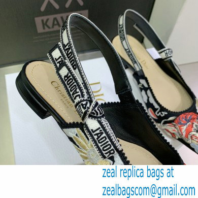 Dior J'Adior Slingback Ballerina Flats in Black Multicolor Embroidered Cotton with Toile de Jouy Pop Motif 2022 - Click Image to Close