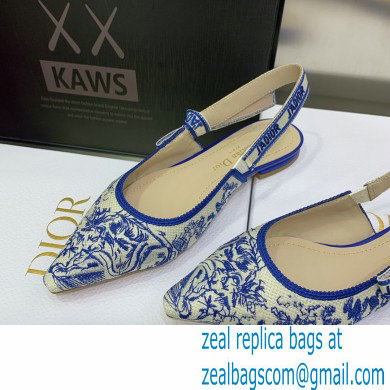 Dior J'Adior Slingback Ballerina Flats in Bright Blue Toile de Jouy Embroidered Cotton 2022 - Click Image to Close