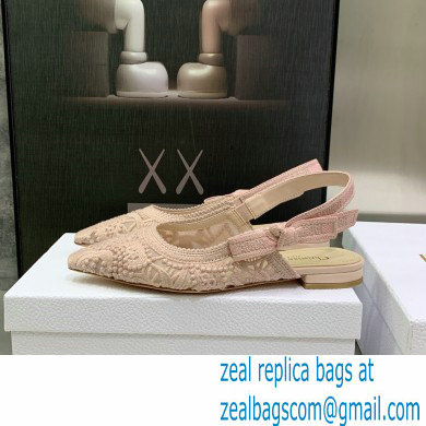 Dior J'Adior Slingback Ballerina Flats in Macrame Embroidered Cotton Nude 2022