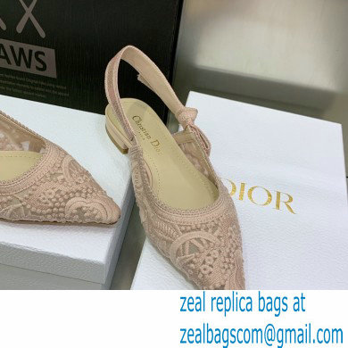 Dior J'Adior Slingback Ballerina Flats in Macrame Embroidered Cotton Nude 2022