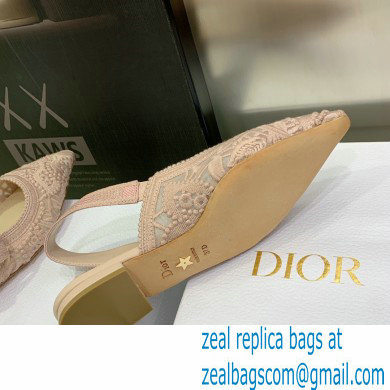 Dior J'Adior Slingback Ballerina Flats in Macrame Embroidered Cotton Nude 2022 - Click Image to Close