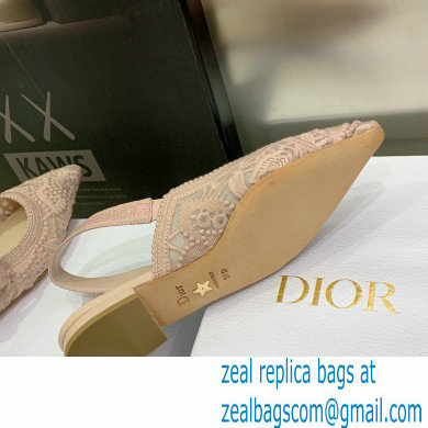 Dior J'Adior Slingback Ballerina Flats in Macrame Embroidered Cotton Nude 2022