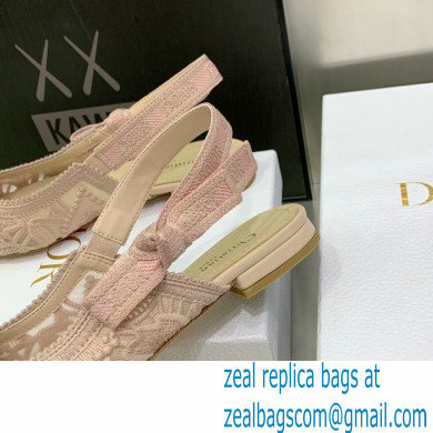 Dior J'Adior Slingback Ballerina Flats in Macrame Embroidered Cotton Nude 2022 - Click Image to Close