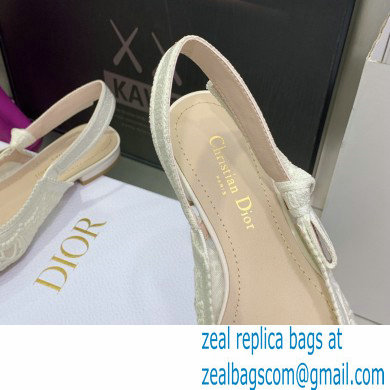 Dior J'Adior Slingback Ballerina Flats in Macrame Embroidered Cotton White 2022