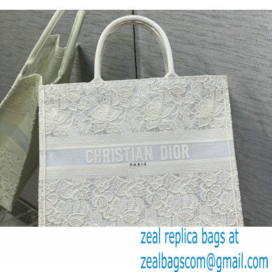 Dior Large Book Tote Bag in Natural Macrame-Effect Embroidery 2022