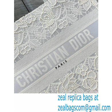 Dior Medium Book Tote Bag in Natural Macrame-Effect Embroidery 2022