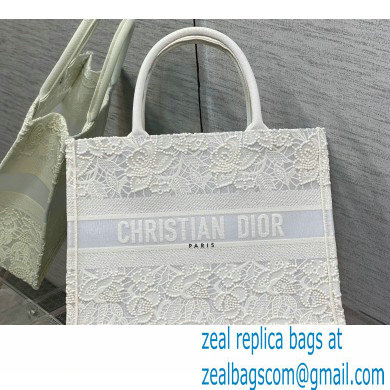 Dior Medium Book Tote Bag in Natural Macrame-Effect Embroidery 2022