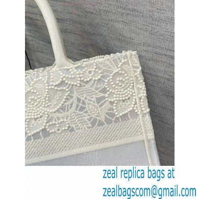 Dior Medium Book Tote Bag in Natural Macrame-Effect Embroidery 2022