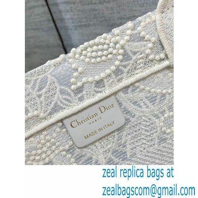 Dior Medium Book Tote Bag in Natural Macrame-Effect Embroidery 2022