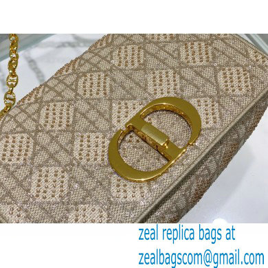 Dior Medium Caro Chain Bag in Beads and Crystals Embroidery Beige 2022