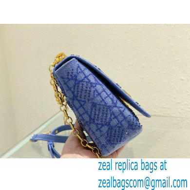 Dior Medium Caro Chain Bag in Beads and Crystals Embroidery Blue 2022 - Click Image to Close