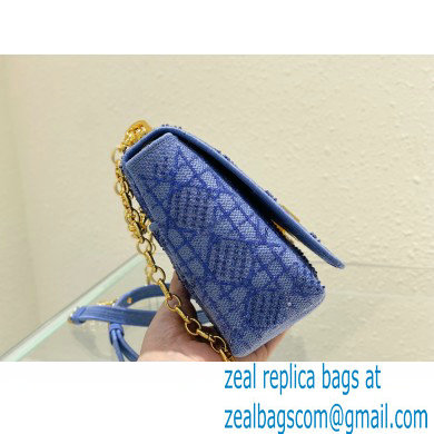 Dior Medium Caro Chain Bag in Beads and Crystals Embroidery Blue 2022