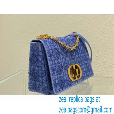 Dior Medium Caro Chain Bag in Beads and Crystals Embroidery Blue 2022