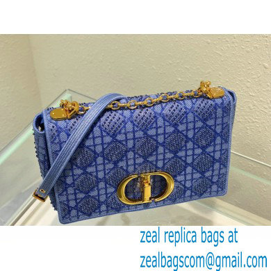 Dior Medium Caro Chain Bag in Beads and Crystals Embroidery Blue 2022