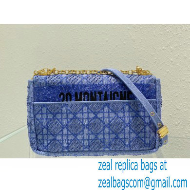 Dior Medium Caro Chain Bag in Beads and Crystals Embroidery Blue 2022 - Click Image to Close