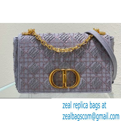 Dior Medium Caro Chain Bag in Beads and Crystals Embroidery Gray 2022
