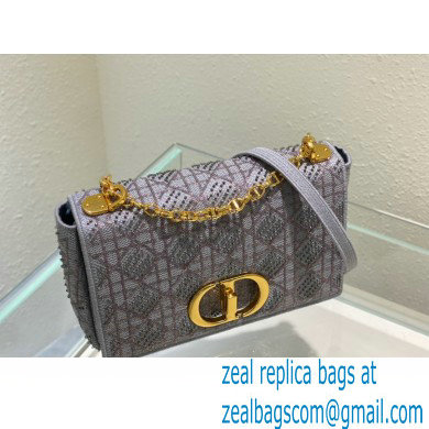 Dior Medium Caro Chain Bag in Beads and Crystals Embroidery Gray 2022