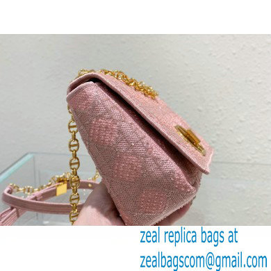 Dior Medium Caro Chain Bag in Beads and Crystals Embroidery Pink 2022