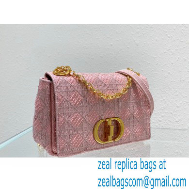 Dior Medium Caro Chain Bag in Beads and Crystals Embroidery Pink 2022 - Click Image to Close