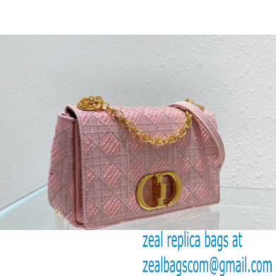 Dior Medium Caro Chain Bag in Beads and Crystals Embroidery Pink 2022