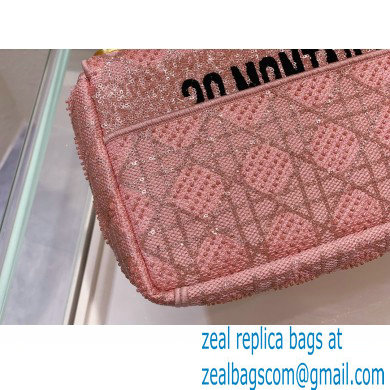 Dior Medium Caro Chain Bag in Beads and Crystals Embroidery Pink 2022