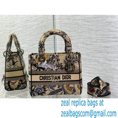 Dior Medium Lady D-Lite Bag in Brown Toile de Jouy Embroidery 2022