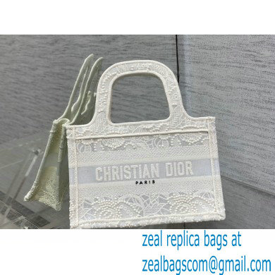 Dior Mini Book Tote Bag in Natural Macrame-Effect Embroidery 2022