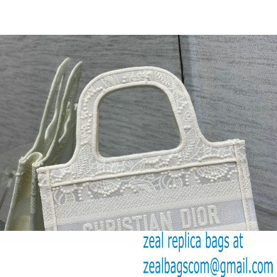 Dior Mini Book Tote Bag in Natural Macrame-Effect Embroidery 2022