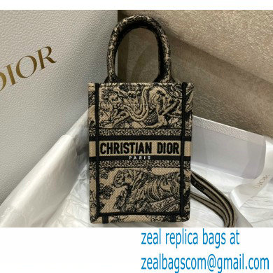 Dior Mini Book Tote Phone Bag in Brown Toile de Jouy Embroidery 2022