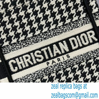 Dior Mini Book Tote Phone Bag in Houndstooth Embroidery Black 2022 - Click Image to Close