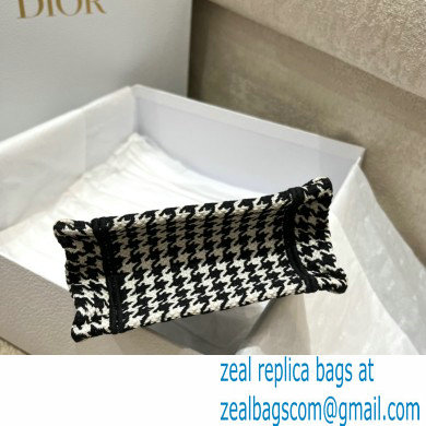 Dior Mini Book Tote Phone Bag in Houndstooth Embroidery Black 2022