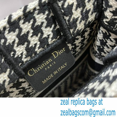 Dior Mini Book Tote Phone Bag in Houndstooth Embroidery Black 2022