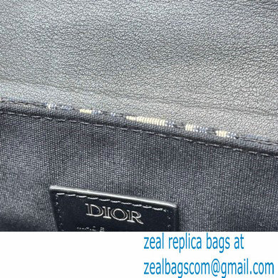 Dior Oblique Jacquard and Black Smooth Calfskin Mini Saddle Bag 2022