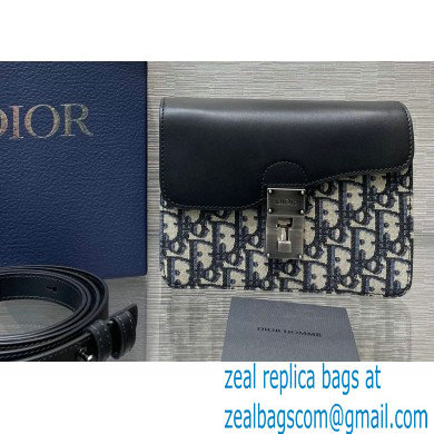 Dior Oblique Jacquard and Black Smooth Calfskin Mini Saddle Messenger Bag 2022