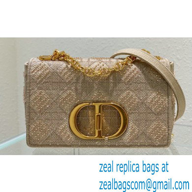 Dior Small Caro Chain Bag in Beads and Crystals Embroidery Beige 2022