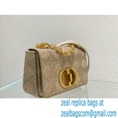 Dior Small Caro Chain Bag in Beads and Crystals Embroidery Beige 2022