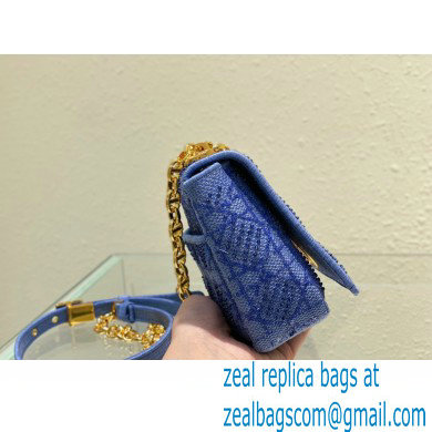 Dior Small Caro Chain Bag in Beads and Crystals Embroidery Blue 2022