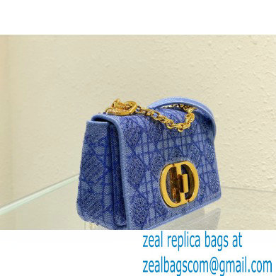 Dior Small Caro Chain Bag in Beads and Crystals Embroidery Blue 2022