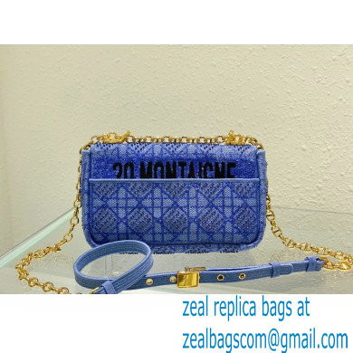 Dior Small Caro Chain Bag in Beads and Crystals Embroidery Blue 2022