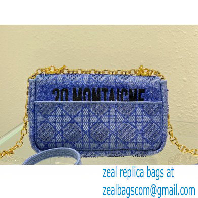 Dior Small Caro Chain Bag in Beads and Crystals Embroidery Blue 2022 - Click Image to Close