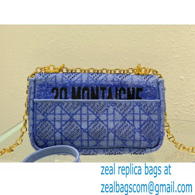 Dior Small Caro Chain Bag in Beads and Crystals Embroidery Blue 2022