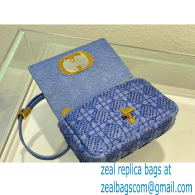 Dior Small Caro Chain Bag in Beads and Crystals Embroidery Blue 2022