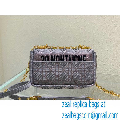 Dior Small Caro Chain Bag in Beads and Crystals Embroidery Gray 2022