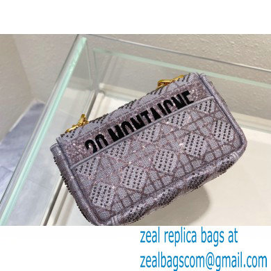 Dior Small Caro Chain Bag in Beads and Crystals Embroidery Gray 2022