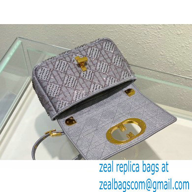 Dior Small Caro Chain Bag in Beads and Crystals Embroidery Gray 2022