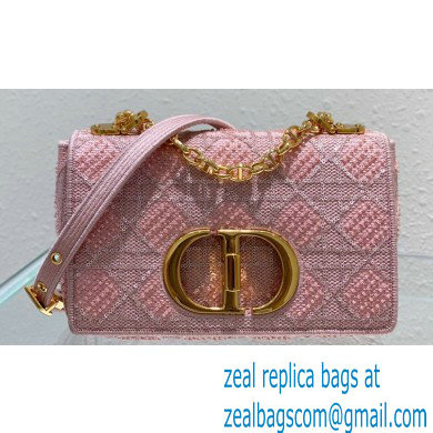 Dior Small Caro Chain Bag in Beads and Crystals Embroidery Pink 2022