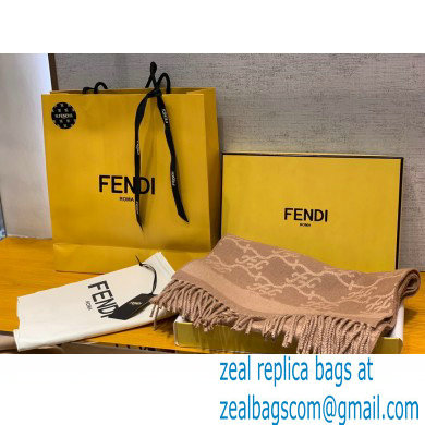 FENDI coffee wool and cashmere karl SCARF 2022